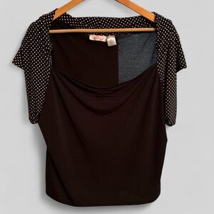 Ultra Flirt Black Vintage Polka Dot Blouse